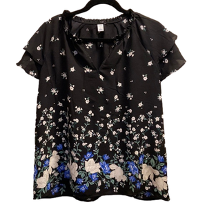 NWT Old Navy Large Black Floral Blouse